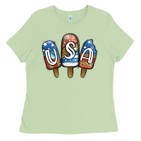 Matcha USA Patriotic Leopard Popsicles Ladies Tee - Jasminsmagicworld