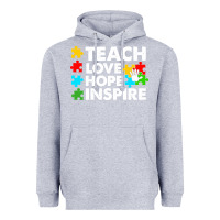 Heather Grey Teach Love Hope Inspire Heavyweight Hoodie - CowhideDigitalArt