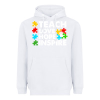 White Teach Love Hope Inspire Heavyweight Hoodie - CowhideDigitalArt