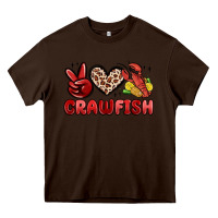 Chocolate Brown peace love crawfish Heavy Core Tee - MaliasSmallBusiness