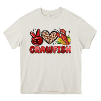 Cream peace love crawfish Heavy Core Tee - MaliasSmallBusiness