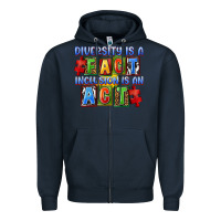 Navy Diversity is a fact inclusion is an act Zipper Hoodie - FaDigitalArtStudio