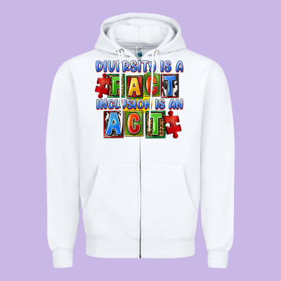 Diversity Is A Fact Inclusion Is An Act Zipper Hoodie Designed By Fadigitalartstudio