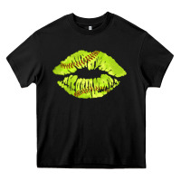 Black softball lips Heavy Core Tee - AdoDesignShop