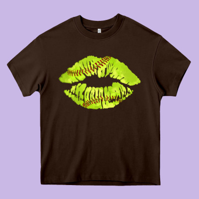 Softball Lips Heavy Core Tee Designed By Adodesignshop