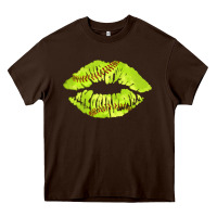 Chocolate Brown softball lips Heavy Core Tee - AdoDesignShop