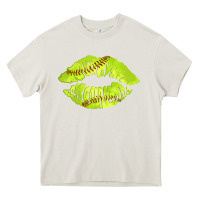 Cream softball lips Heavy Core Tee - AdoDesignShop