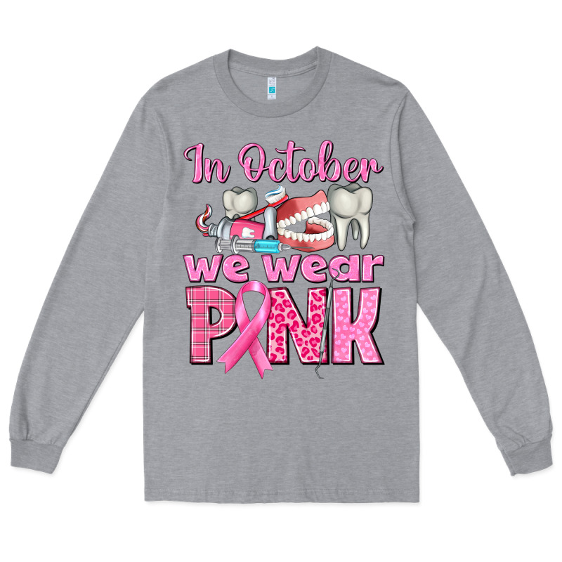 In October We Wear Pink Breast Cancer Awareness Long Sleeve Tee by texasbilliewilder | Teevron