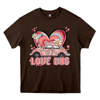 Chocolate Brown love bug Heavy Core Tee - MaliasSmallBusiness