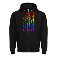 Black lgbtq pride american flag Zipper Hoodie - FaDigitalArtStudio