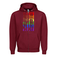 Burgundy lgbtq pride american flag Zipper Hoodie - FaDigitalArtStudio