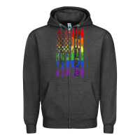 Charcoal Heather lgbtq pride american flag Zipper Hoodie - FaDigitalArtStudio