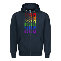 Navy lgbtq pride american flag Zipper Hoodie - FaDigitalArtStudio