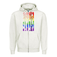 Oatmeal Heather lgbtq pride american flag Zipper Hoodie - FaDigitalArtStudio