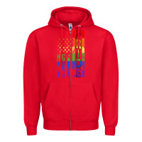 Red lgbtq pride american flag Zipper Hoodie - FaDigitalArtStudio