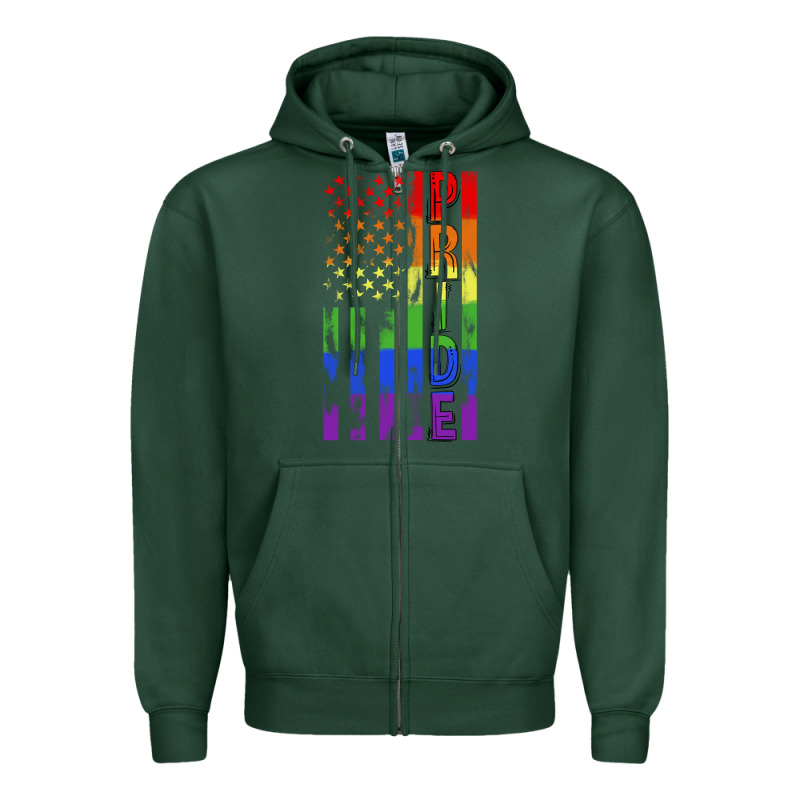 Lgbtq Pride American Flag Zipper Hoodie by FaDigitalArtStudio | Teevron