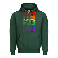 Sports Green lgbtq pride american flag Zipper Hoodie - FaDigitalArtStudio