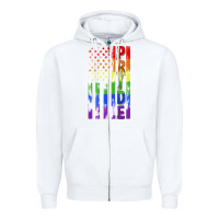 White lgbtq pride american flag Zipper Hoodie - FaDigitalArtStudio