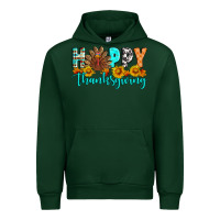 Forest Green Happy Thanksgiving Urban Hoodie - Artiststas