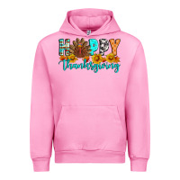 Fuchsia Pink Happy Thanksgiving Urban Hoodie - Artiststas