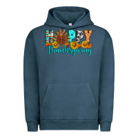 Pigment Midnight Navy Happy Thanksgiving Urban Hoodie - Artiststas