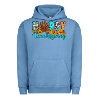 Pigment Pebble Blue Happy Thanksgiving Urban Hoodie - Artiststas