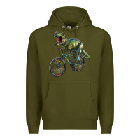 Army Green t rex dinosaur riding dinosaur Premium Hoodie - RanaPortraitStore