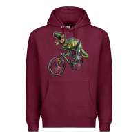 Burgundy t rex dinosaur riding dinosaur Premium Hoodie - RanaPortraitStore