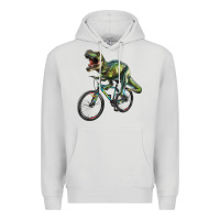 Dove Grey t rex dinosaur riding dinosaur Premium Hoodie - RanaPortraitStore