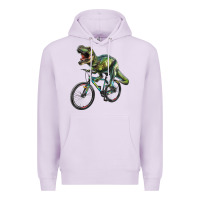 Lilac t rex dinosaur riding dinosaur Premium Hoodie - RanaPortraitStore