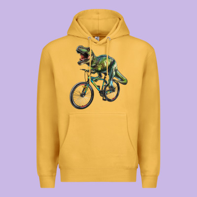 T Rex Dinosaur Riding Dinosaur Premium Hoodie Designed By Ranaportraitstore