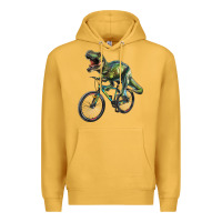 Mustard t rex dinosaur riding dinosaur Premium Hoodie - RanaPortraitStore
