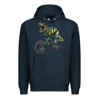 Navy t rex dinosaur riding dinosaur Premium Hoodie - RanaPortraitStore