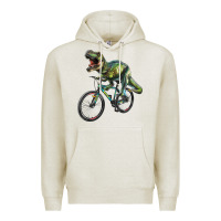 Oatmeal Heather t rex dinosaur riding dinosaur Premium Hoodie - RanaPortraitStore