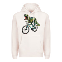 Pale Pink t rex dinosaur riding dinosaur Premium Hoodie - RanaPortraitStore