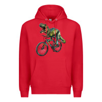 Red t rex dinosaur riding dinosaur Premium Hoodie - RanaPortraitStore