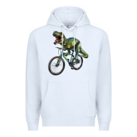 White t rex dinosaur riding dinosaur Premium Hoodie - RanaPortraitStore