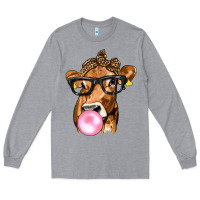 Heather Grey Cow Lick with Leopard Bandana Long Sleeve Tee - texasbilliewilder