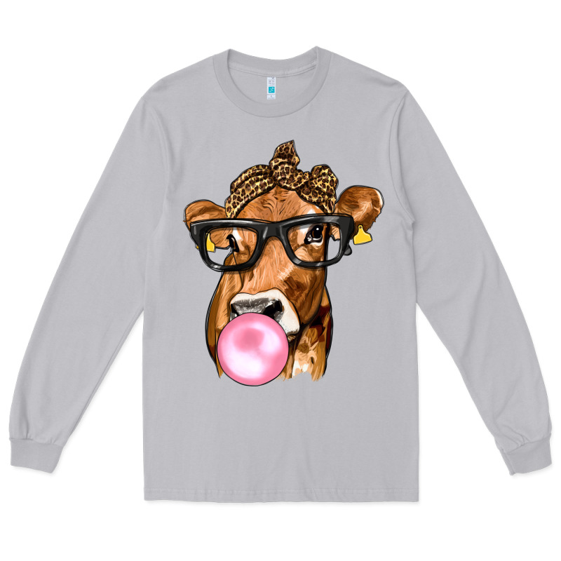 Cow Lick With Leopard Bandana Long Sleeve Tee by texasbilliewilder | Teevron