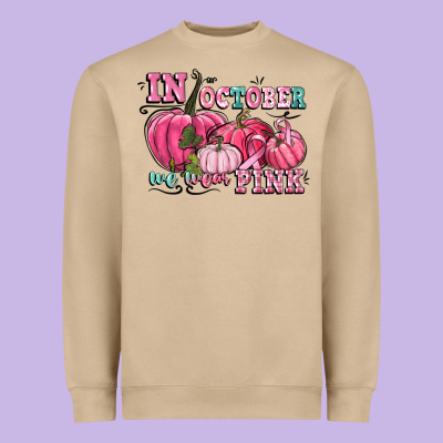 In October We Wear Pink Heavyweight Sweatshirt Designed By Cowgirlartshop