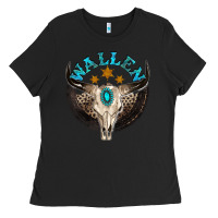 Black wallen with bull skull Ladies Tee - NancyCooperArtShop