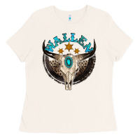 Bone wallen with bull skull Ladies Tee - NancyCooperArtShop