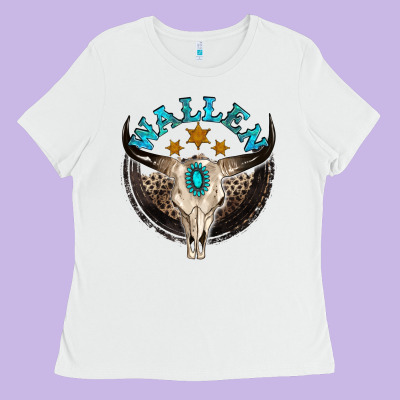 Wallen With Bull Skull Ladies Tee Designed By Nancycooperartshop