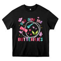 Black you give me butterflies Heavy Core Tee - MaliasSmallBusiness