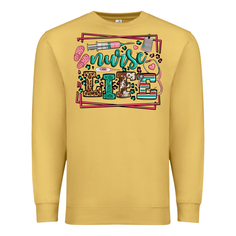 Nurse Life Leopard Frame Premium Sweatshirt by LillyAllenDesigns | Teevron