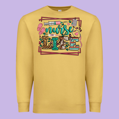 Nurse Life Leopard Frame Premium Sweatshirt Designed By Lillyallendesigns