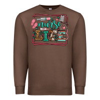 Chestnut Nurse life leopard frame Premium Sweatshirt - LillyAllenDesigns