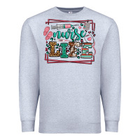 Heather Grey Nurse life leopard frame Premium Sweatshirt - LillyAllenDesigns