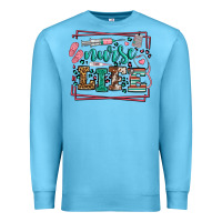 Ocean Blue Nurse life leopard frame Premium Sweatshirt - LillyAllenDesigns