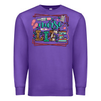 Purple Nurse life leopard frame Premium Sweatshirt - LillyAllenDesigns